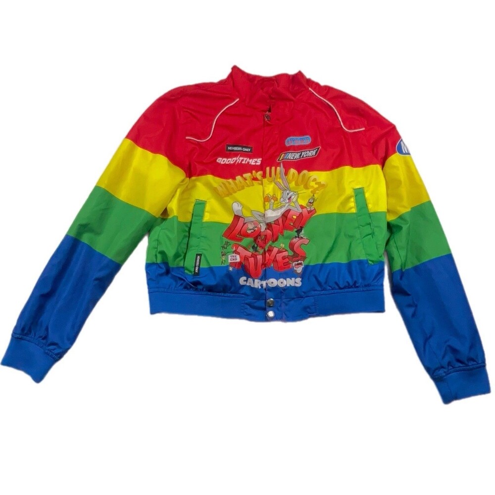 Members Only Looney Tunes Racer windbreaker  Jacket Size 18 Kids .